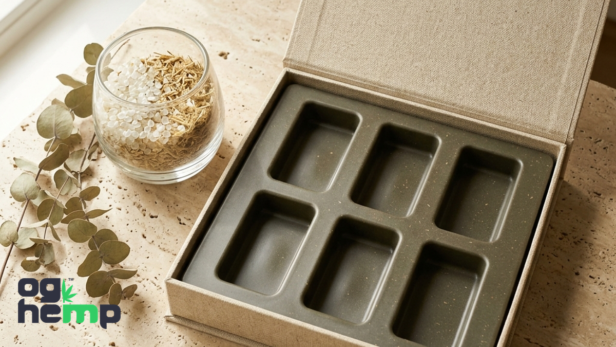 hemp paper og hemp 6-Slotted Biocomposite Insert in Rigid Hempboard Box