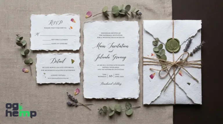 Handmade Hemp Deckle Edge Wedding Invitations, Envelopes & Wax Seal Kits